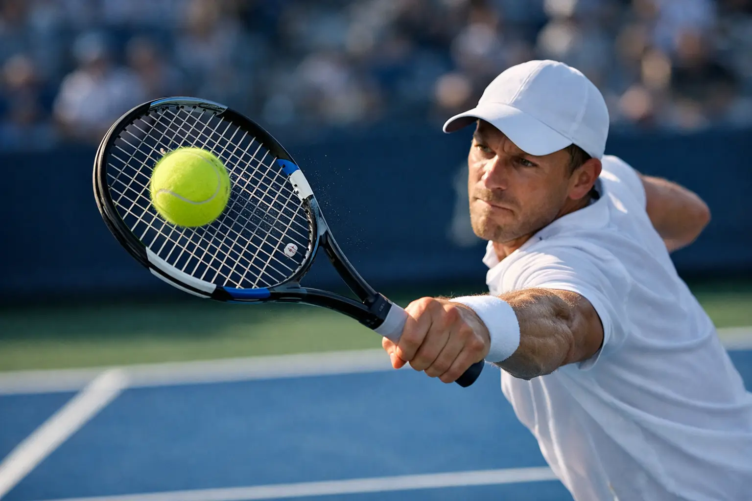 Joueur de tennis au service avec mouvement puissant